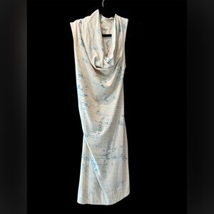 All Saints Asymmetrical Stretch Mini Dress. Blue and white size 6